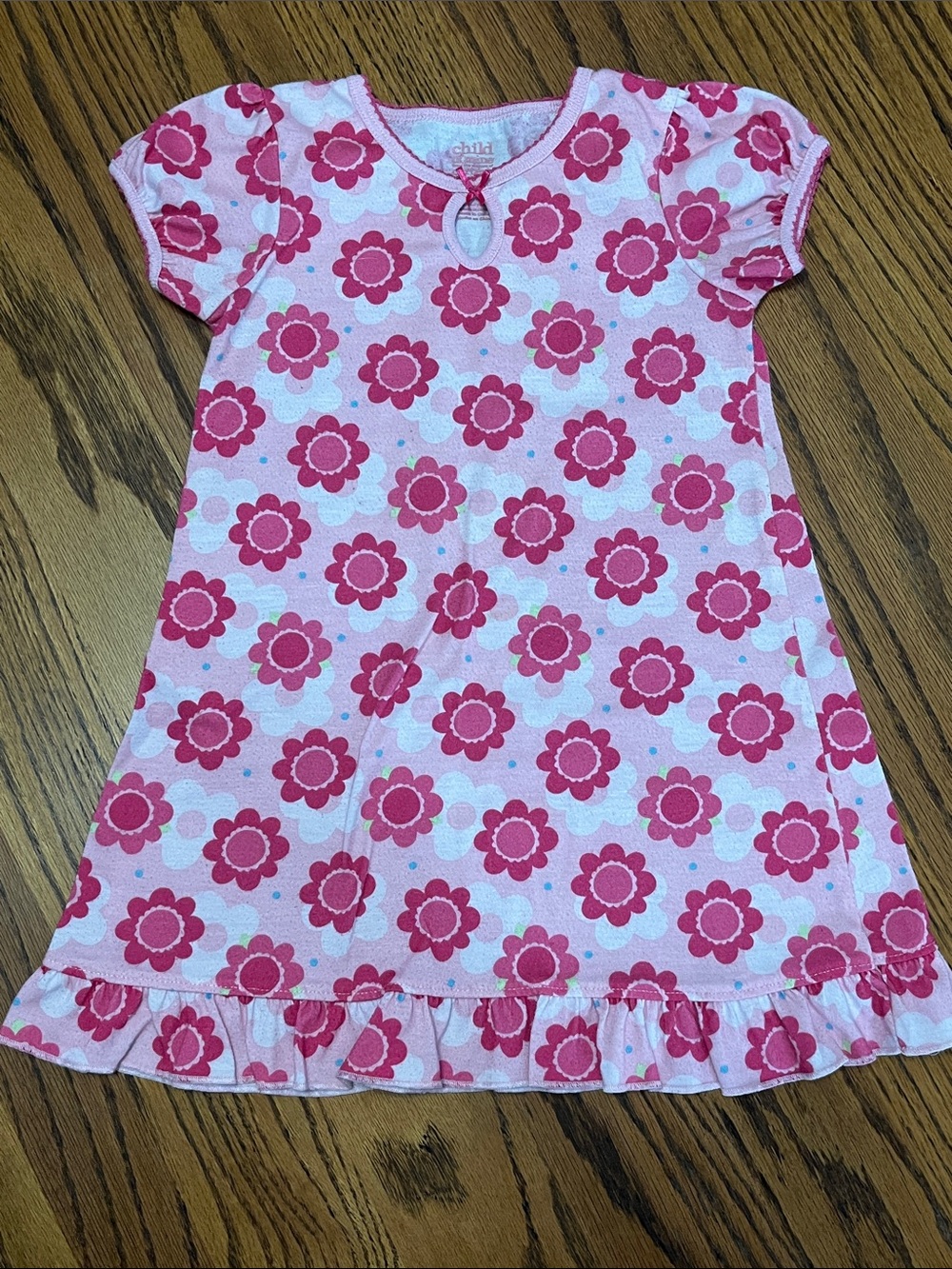 child of mine Pink & White Floral Nightgown with Ruffle Hem